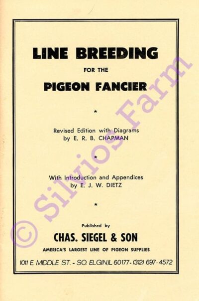 LLine Breeding for the Pigeon Fancier: by E.R.B Chapman